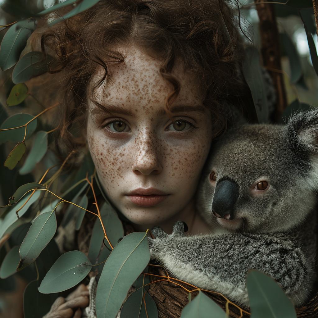 Beautiful Koala-Girl Hybrid Portrait Photo