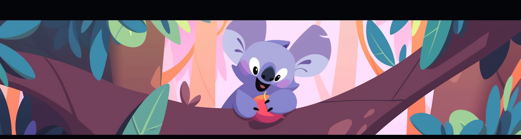 Koala playing rich picture flat illustration