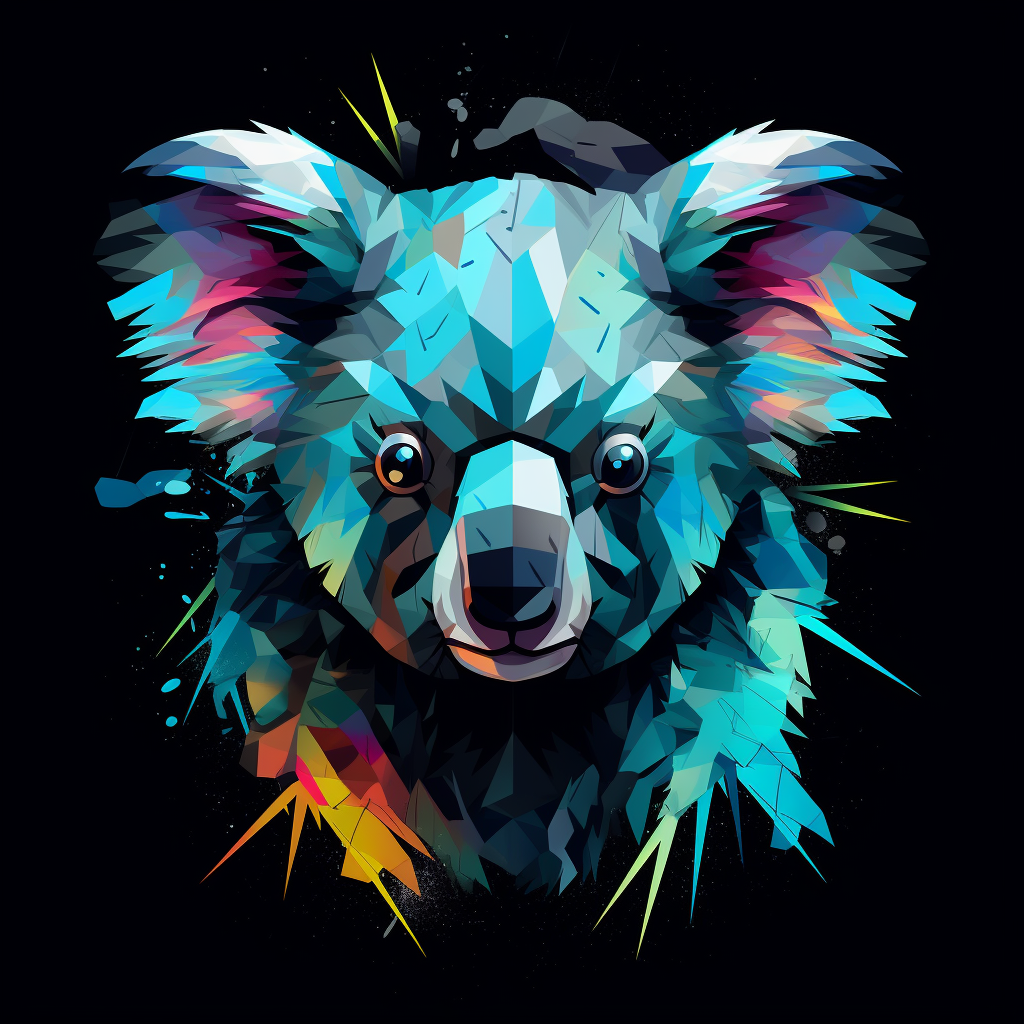 Abstract koala logo on dark grey background