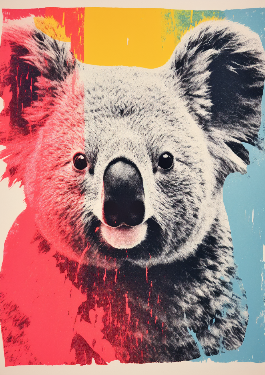 Koala poster with rough block shapes