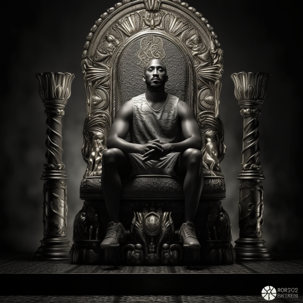 Kobe Bryant on Golden Throne with Rings