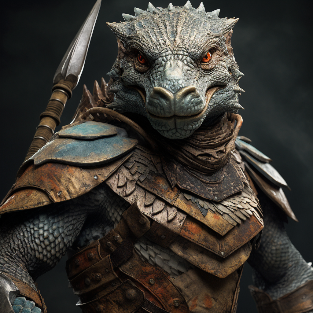 Powerful Komodo Dragon as a Tribal Warrior