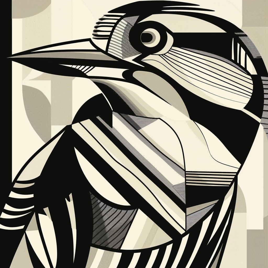 Geometric black line Kookaburra art