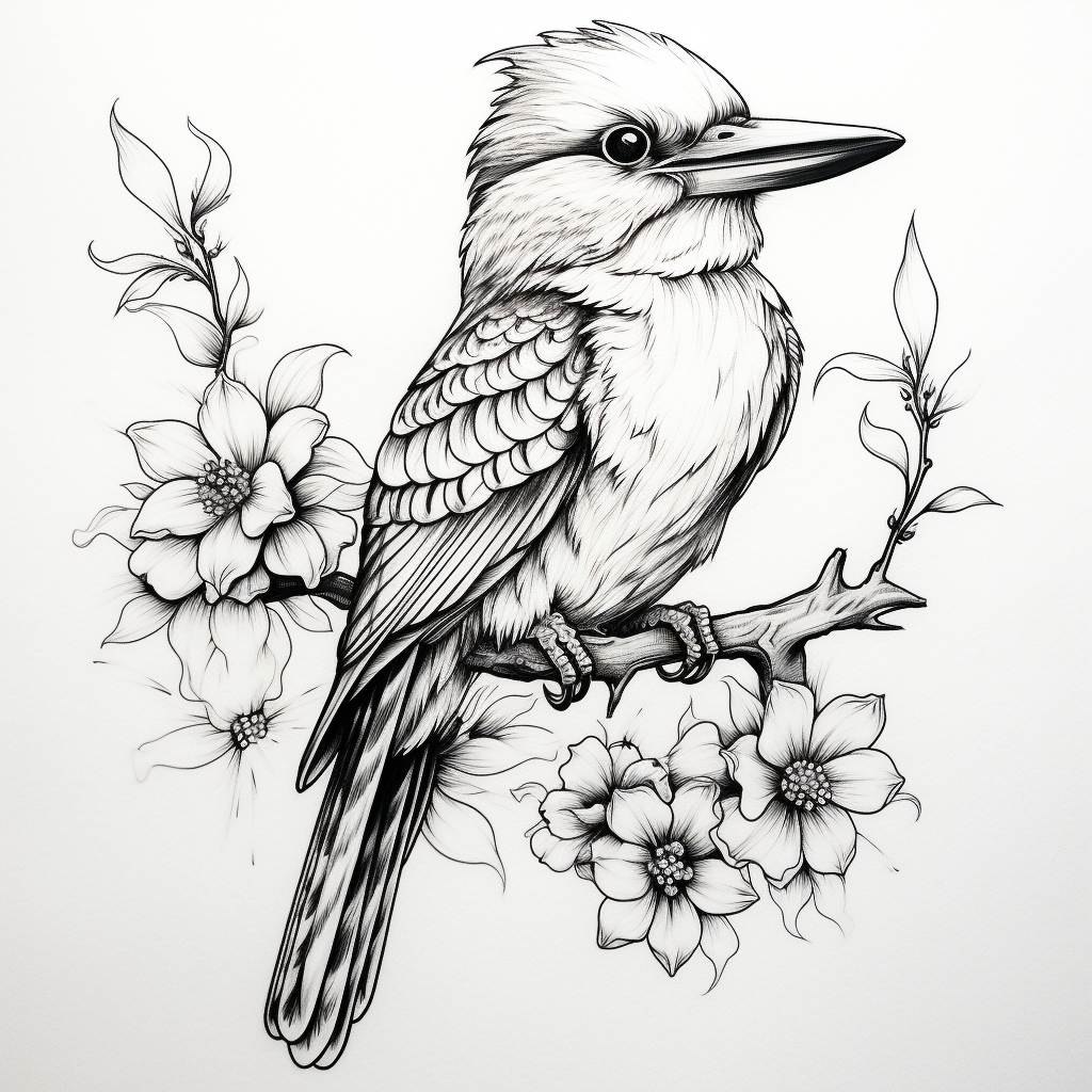 Vibrant Kookaburra Tattoo Sketch