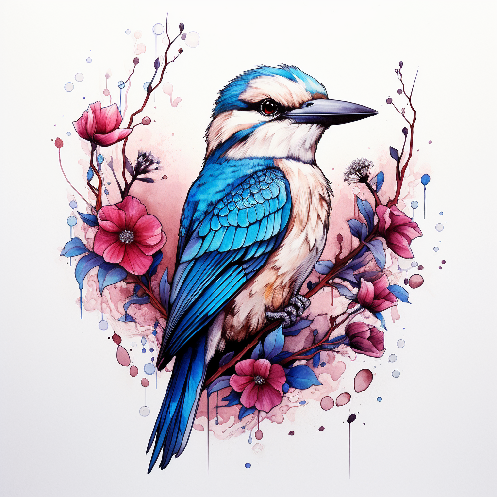 Vibrant kookaburra tattoo sketch on forearm