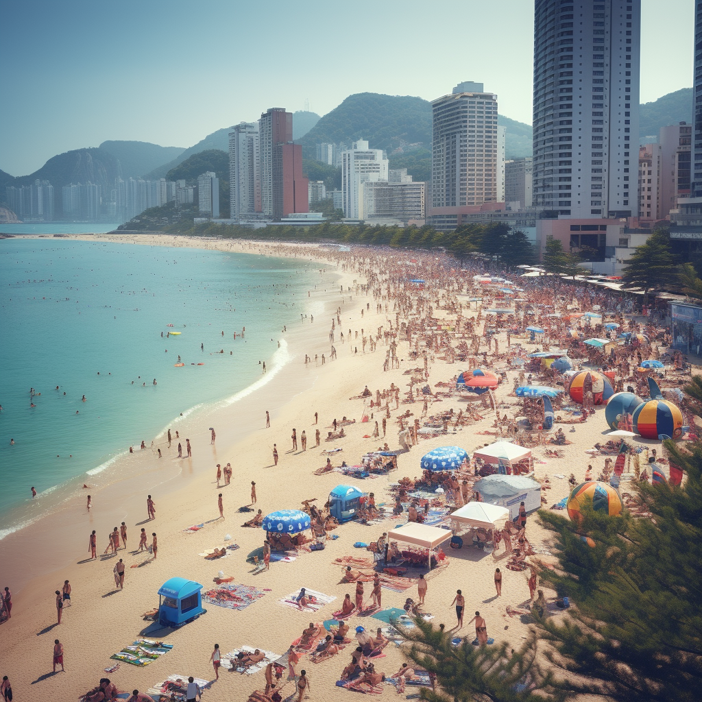 Scenic view of Haeundae Beach in Busan, Korea