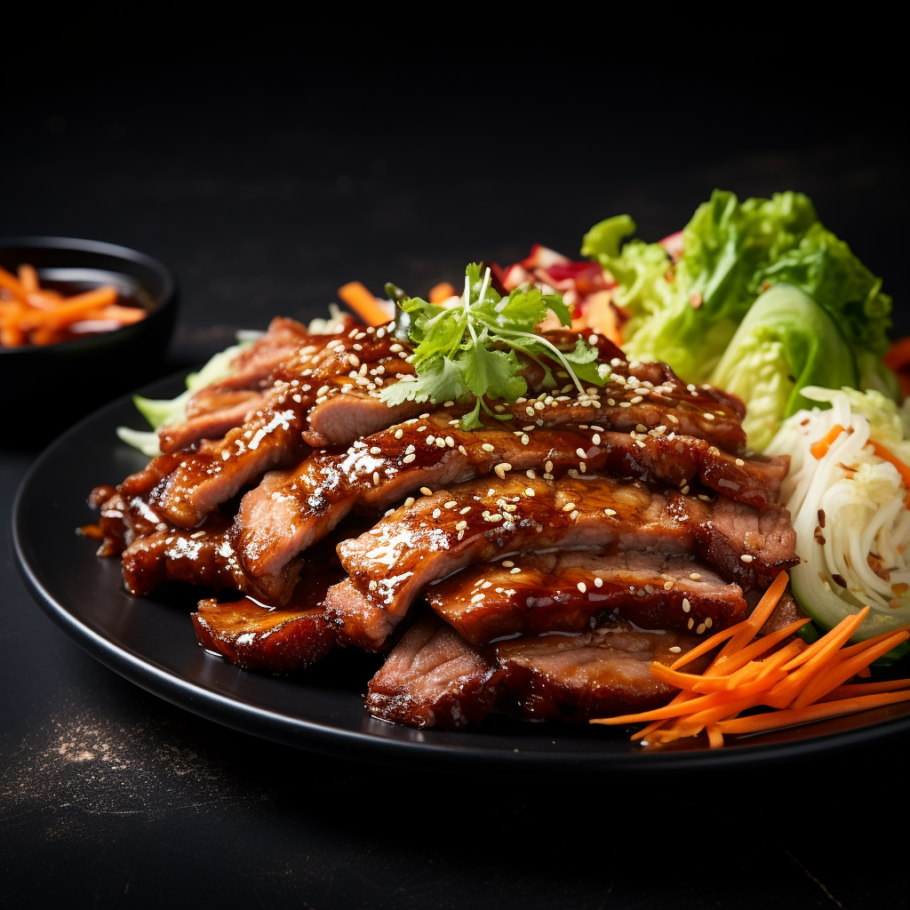 Korean BBQ pork with garnish