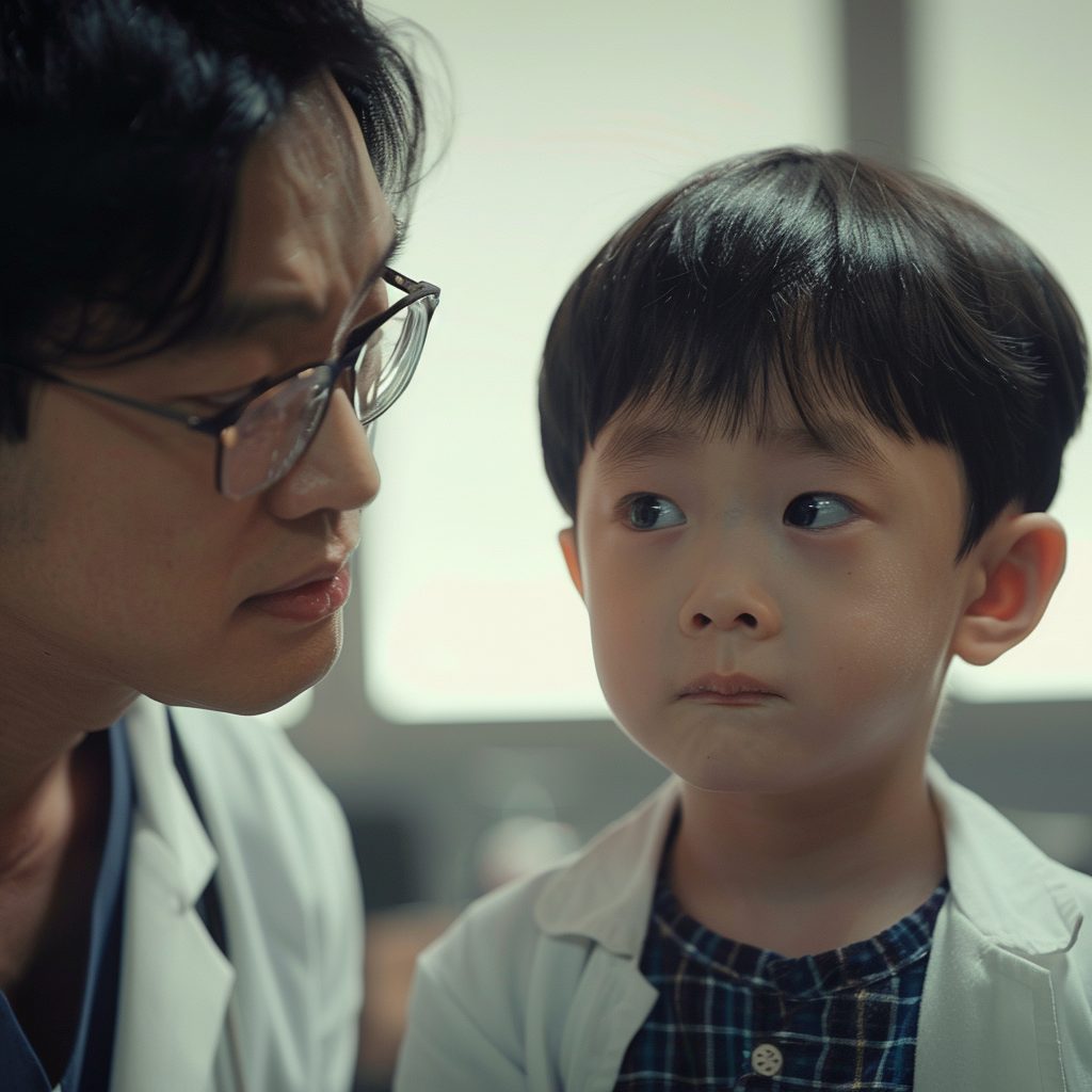 Korean boy talking to doctor