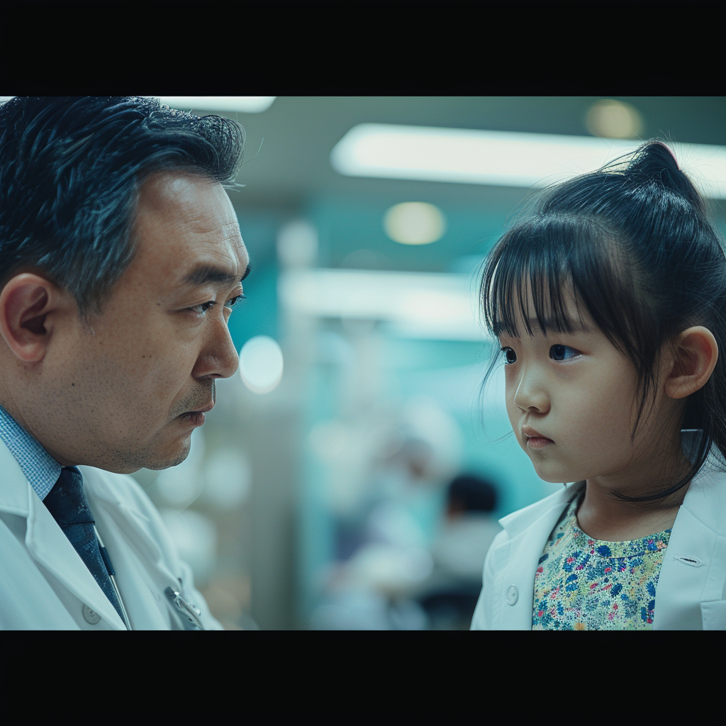 Korean child talking to doctor