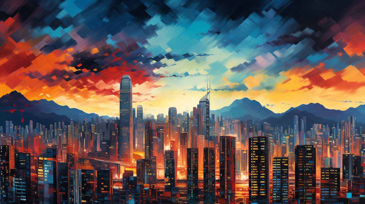 Energetic Korean cityscape with skyscrapers