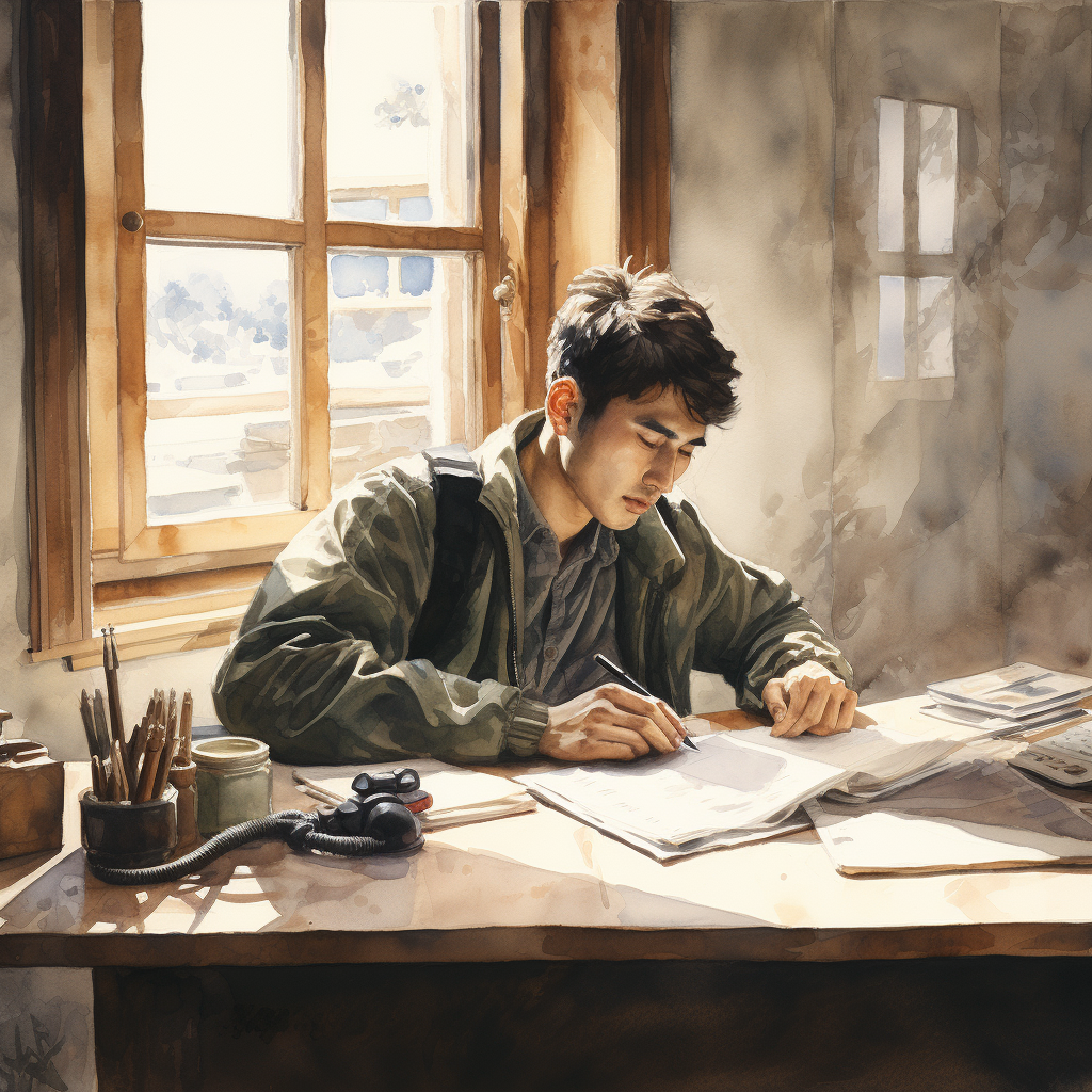 Korean college student writing a novel