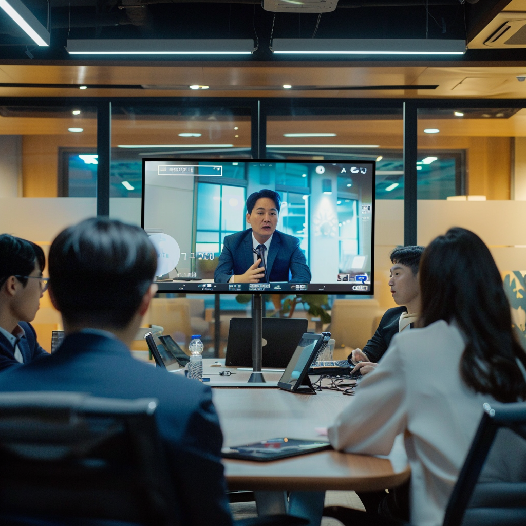 Korean company conference room monitor video