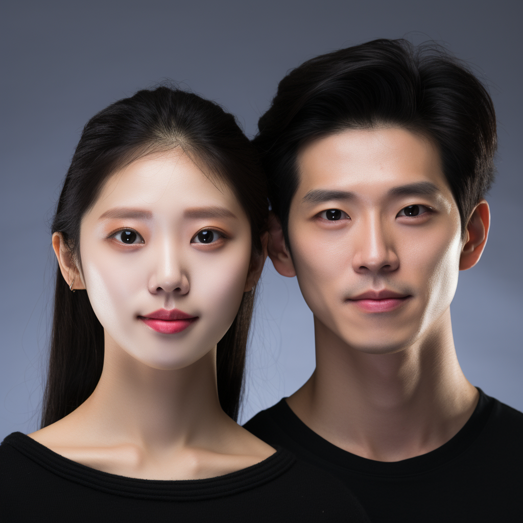 Korean couple with natural eyes