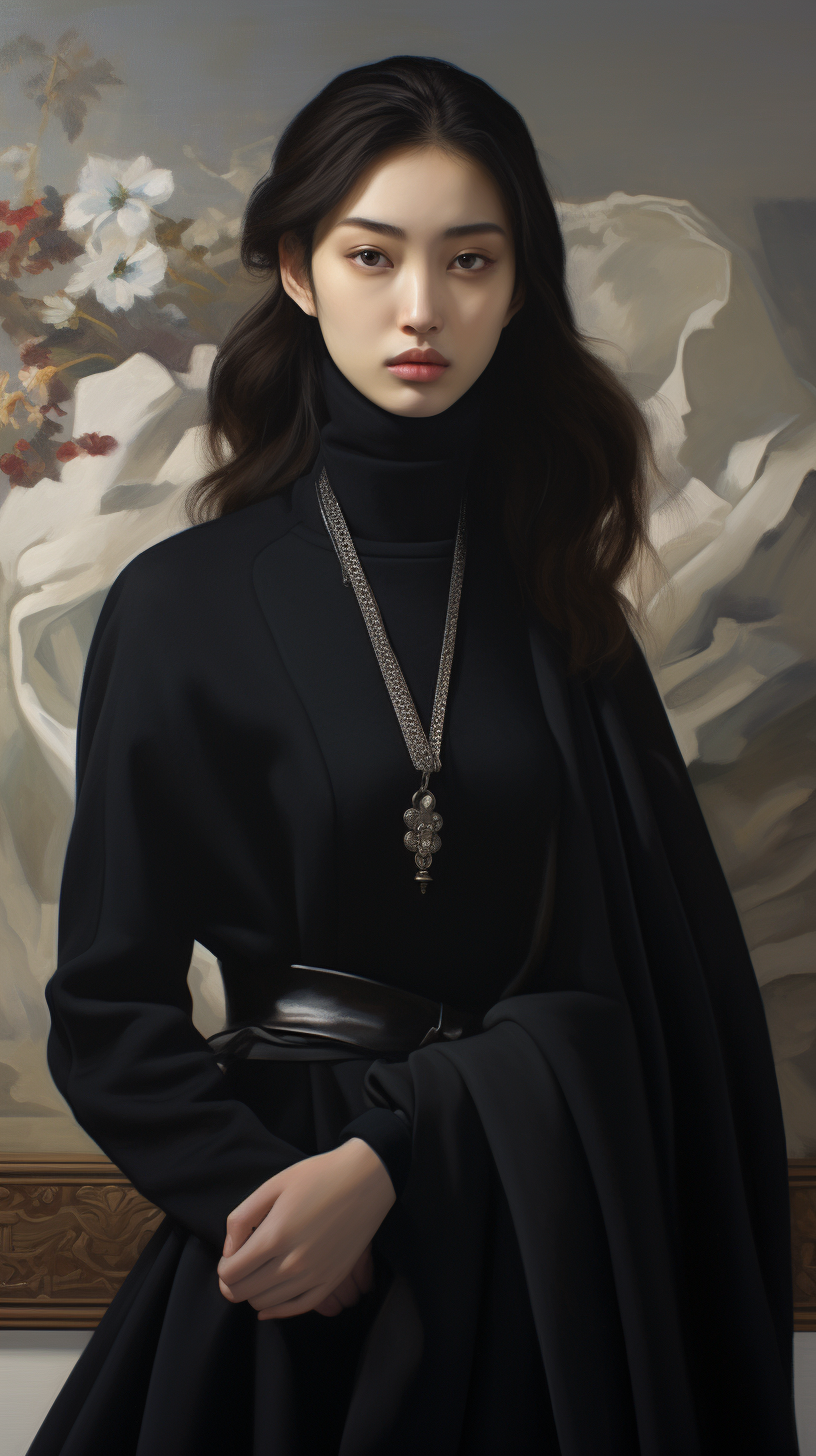 Korean model wearing Givenchy cashmere dress