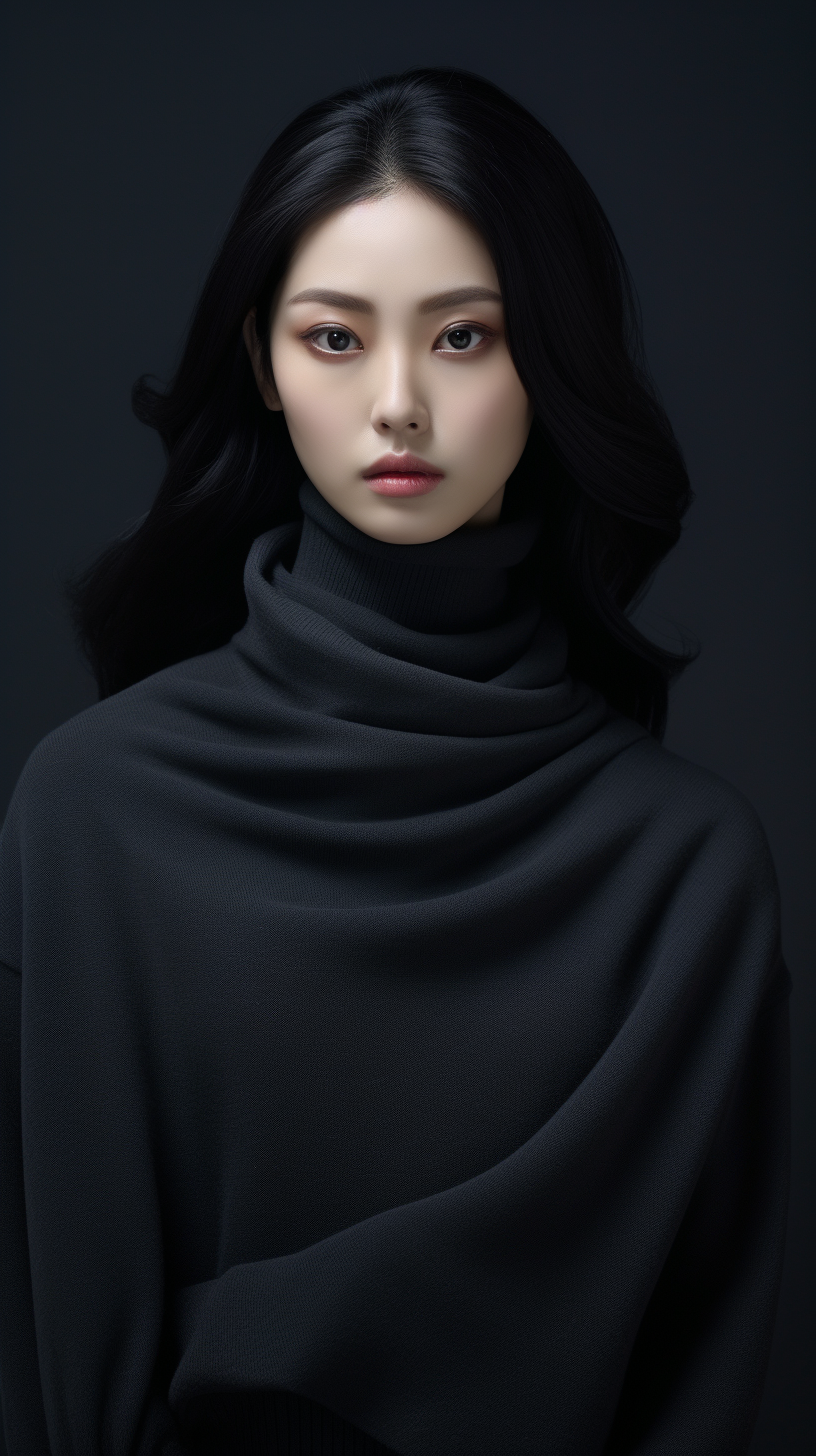 Stylish Korean Model in Prada Cashmere Dress