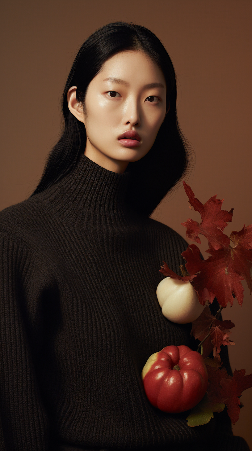 Korean model in stylish Prada cashmere sweater