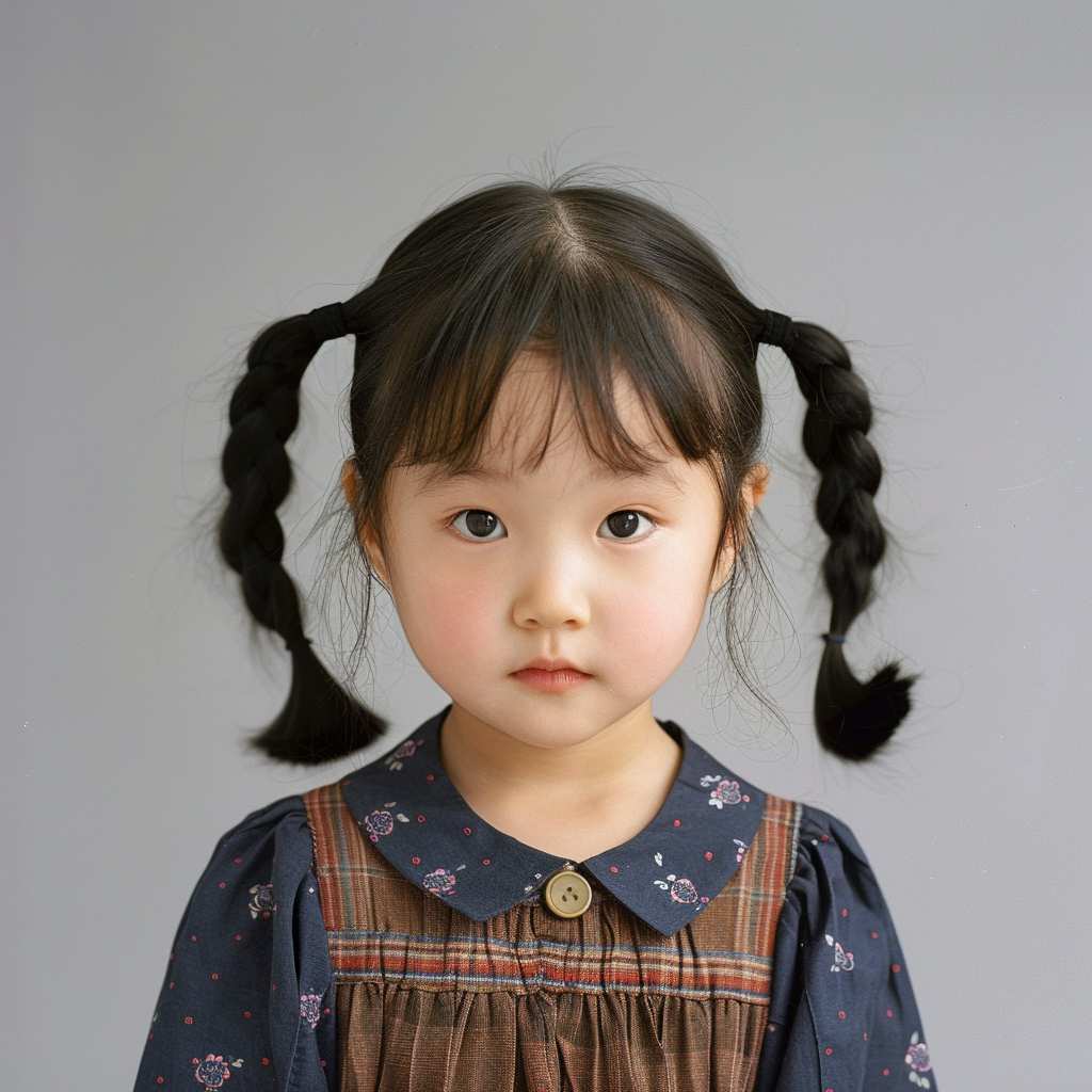 Six-year-old Korean girl pigtails