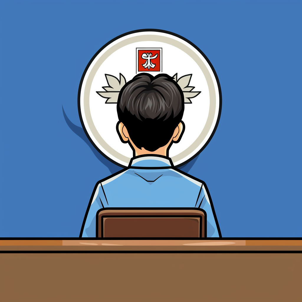 Back icon in Korean high school classroom