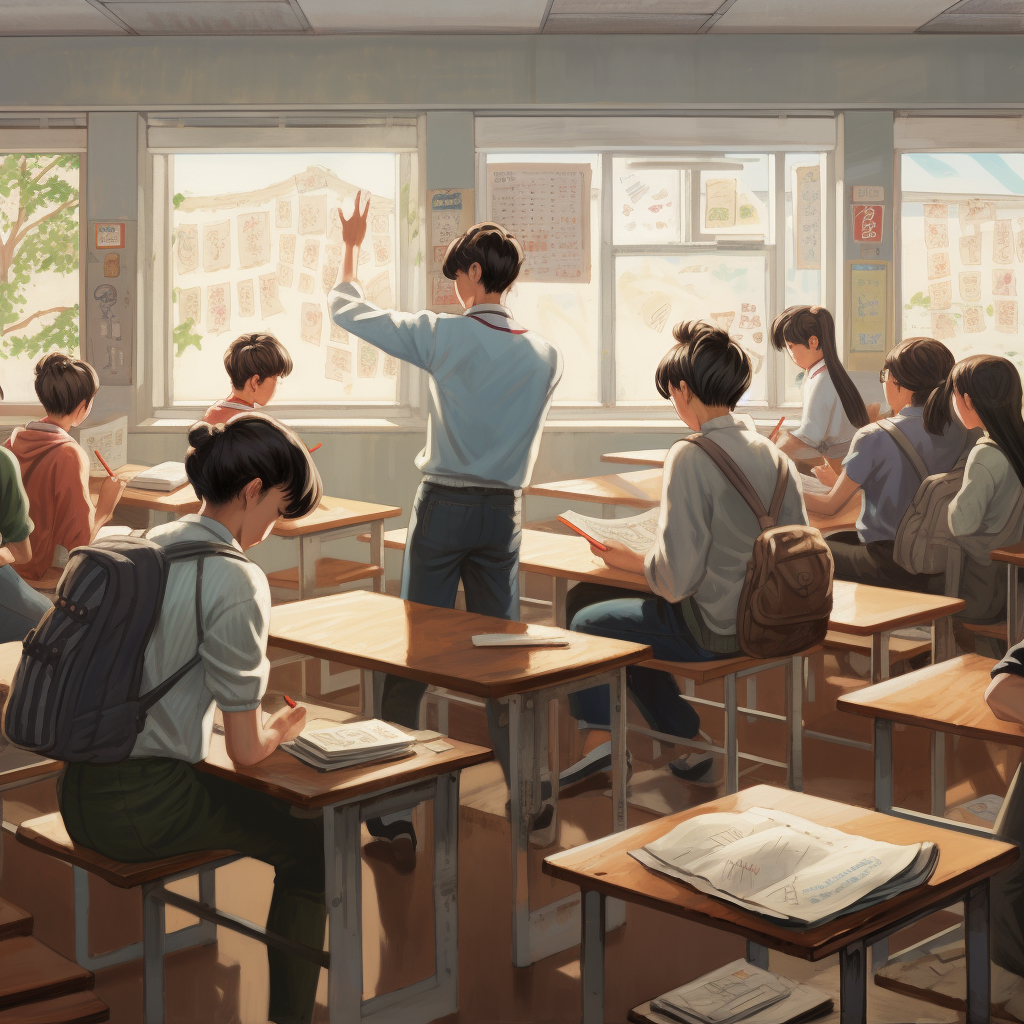 Korean high school back illustration