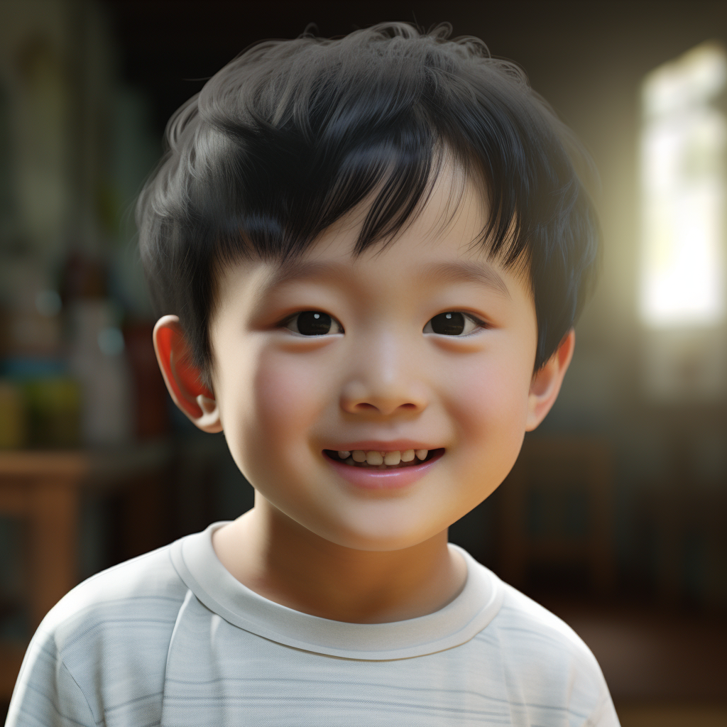 Korean little boy with white teeth