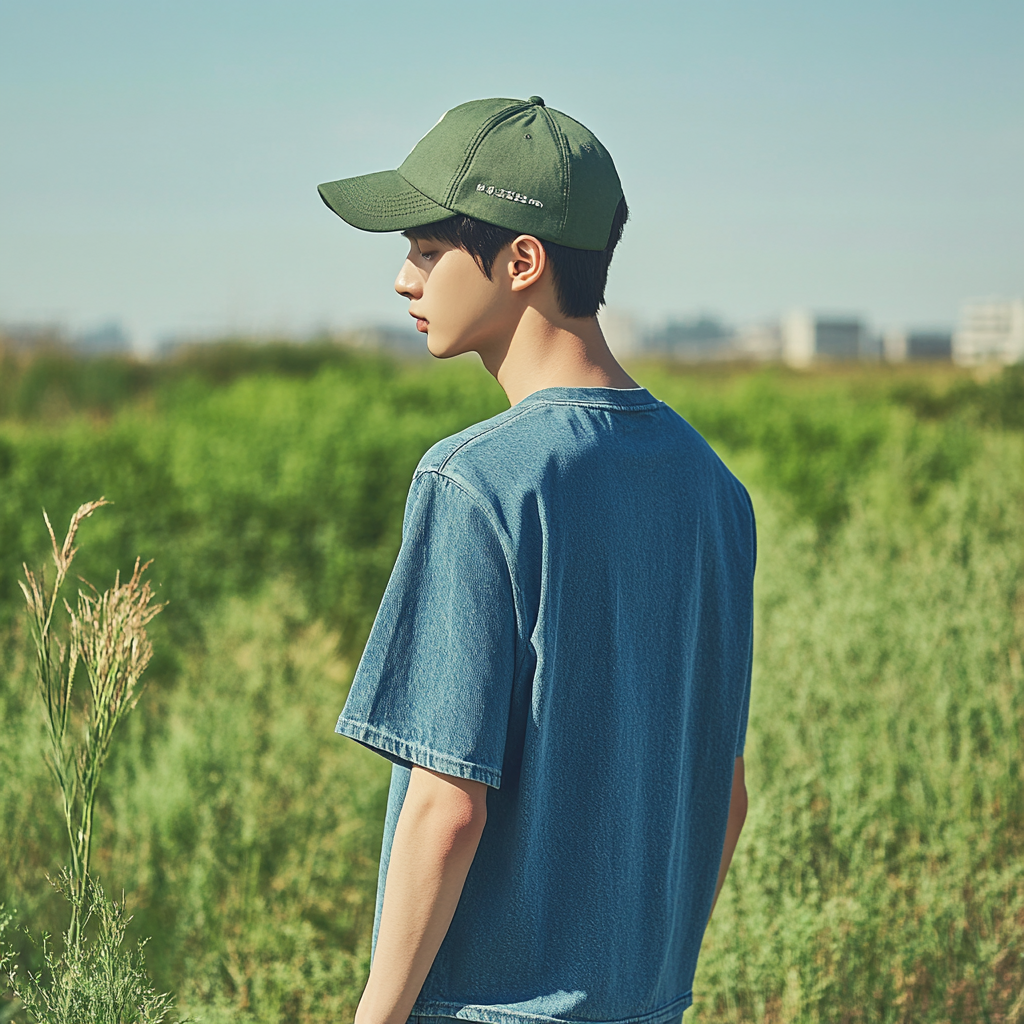 Korean Male Model in Blue Shirt