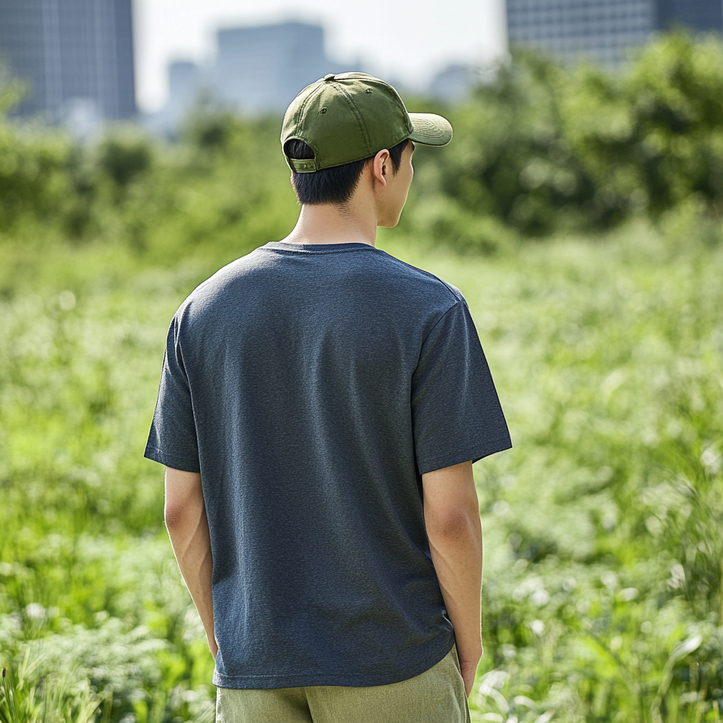 Korean male model in trendy outfit