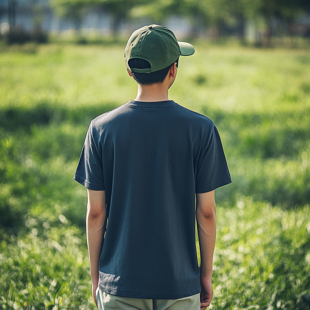 Korean male model grey t-shirt