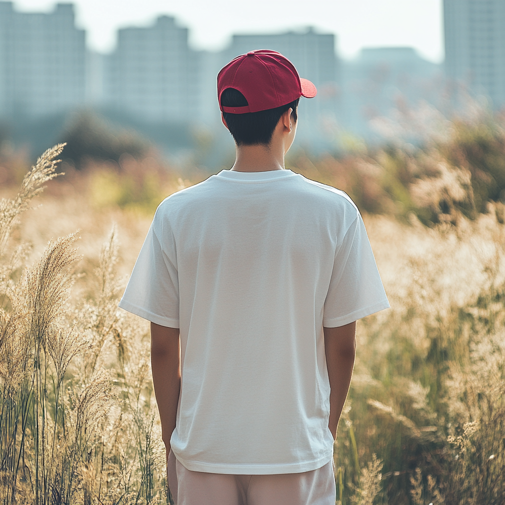 Korean male model in white shirt