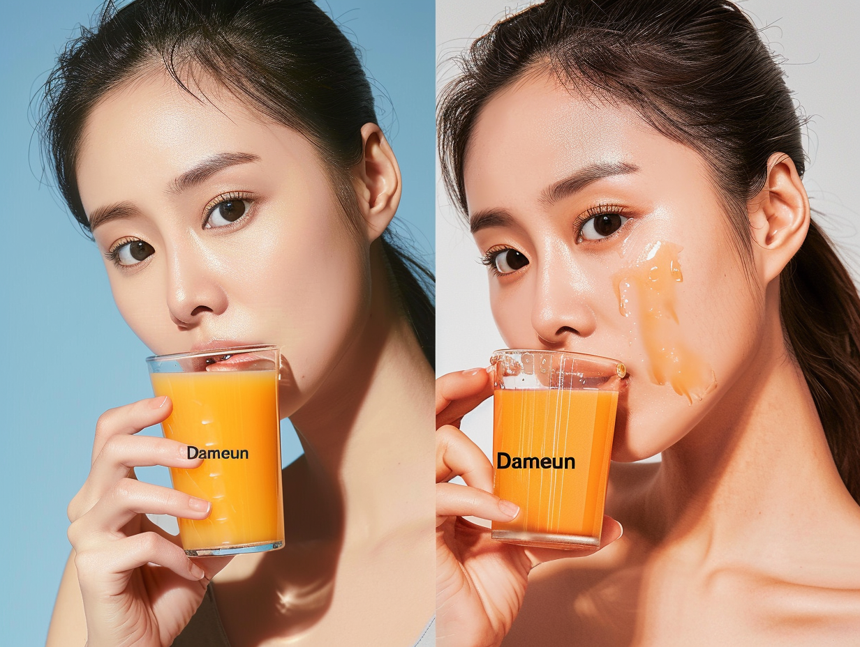 Korean mother before after pumpkin juice