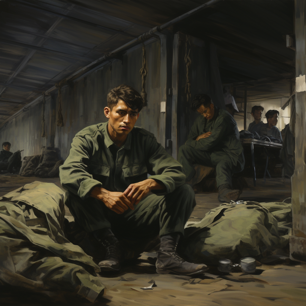 Korean soldiers in dormitory