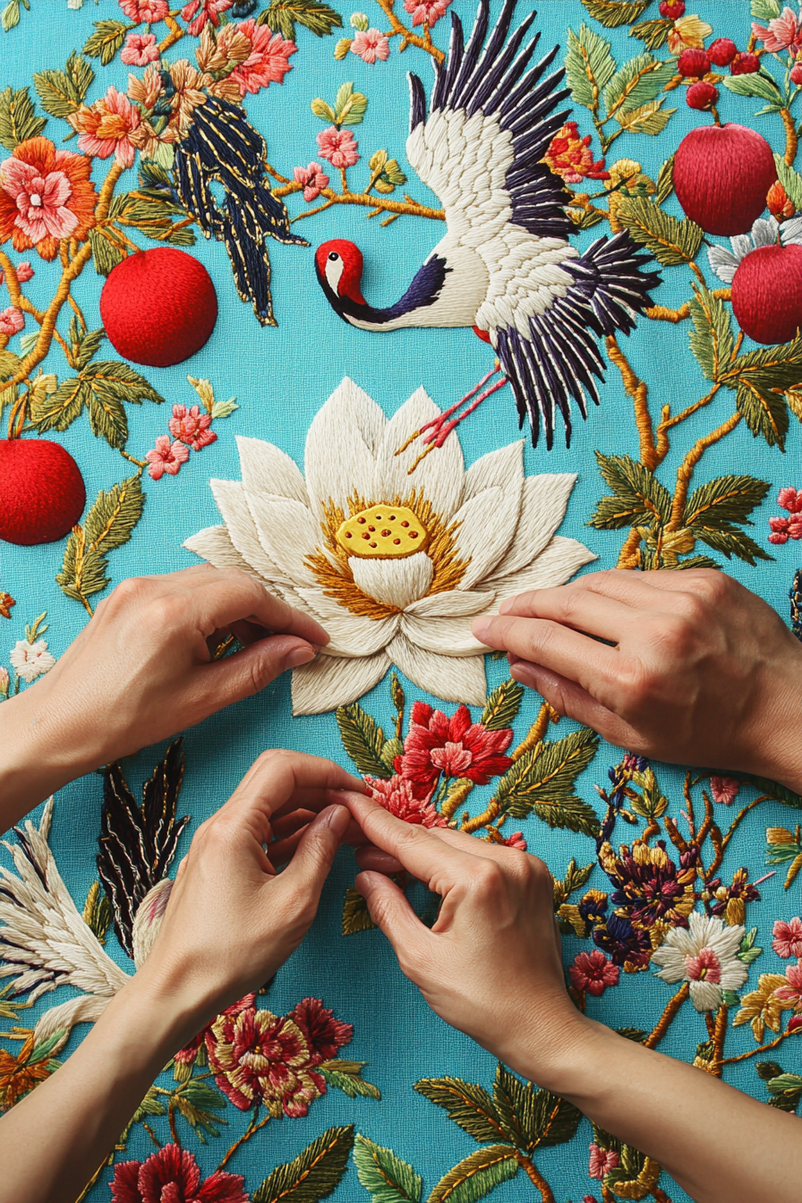 Traditional Korean Embroidery Lotus Craft