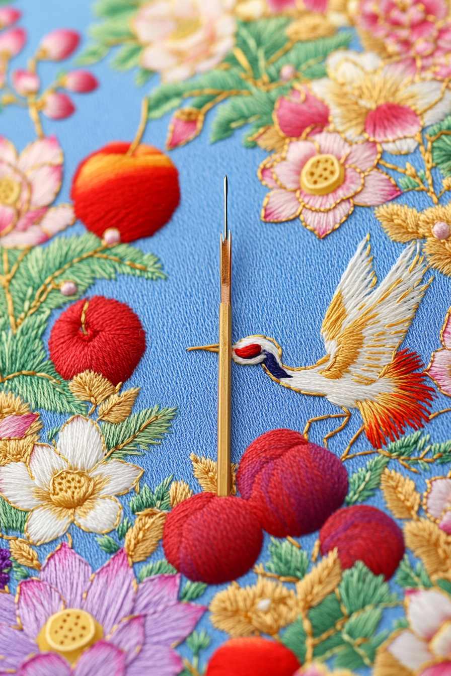 Korean Embroidery Craft with Bright Colors