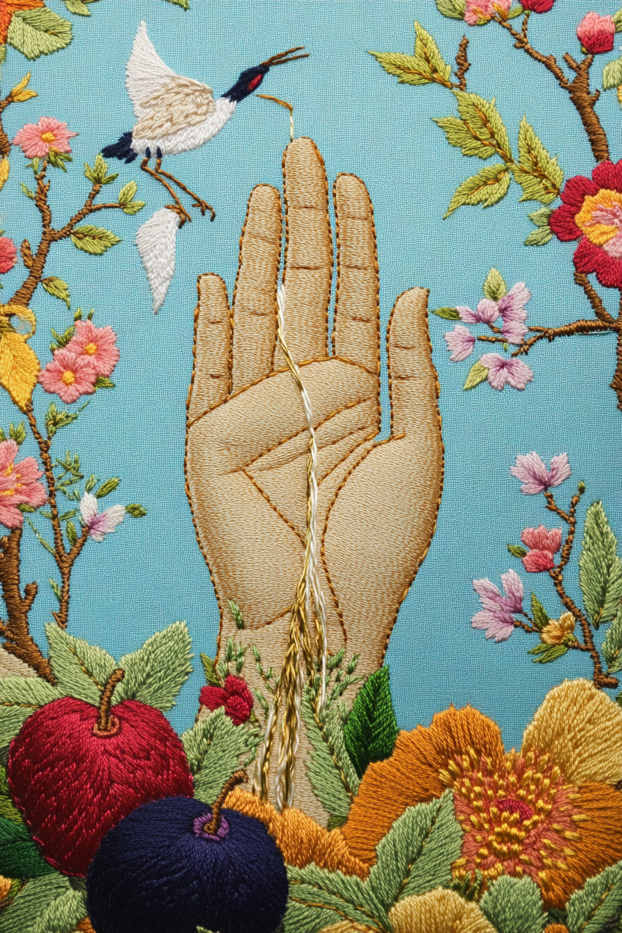 Praying hands embroidery traditional Korean