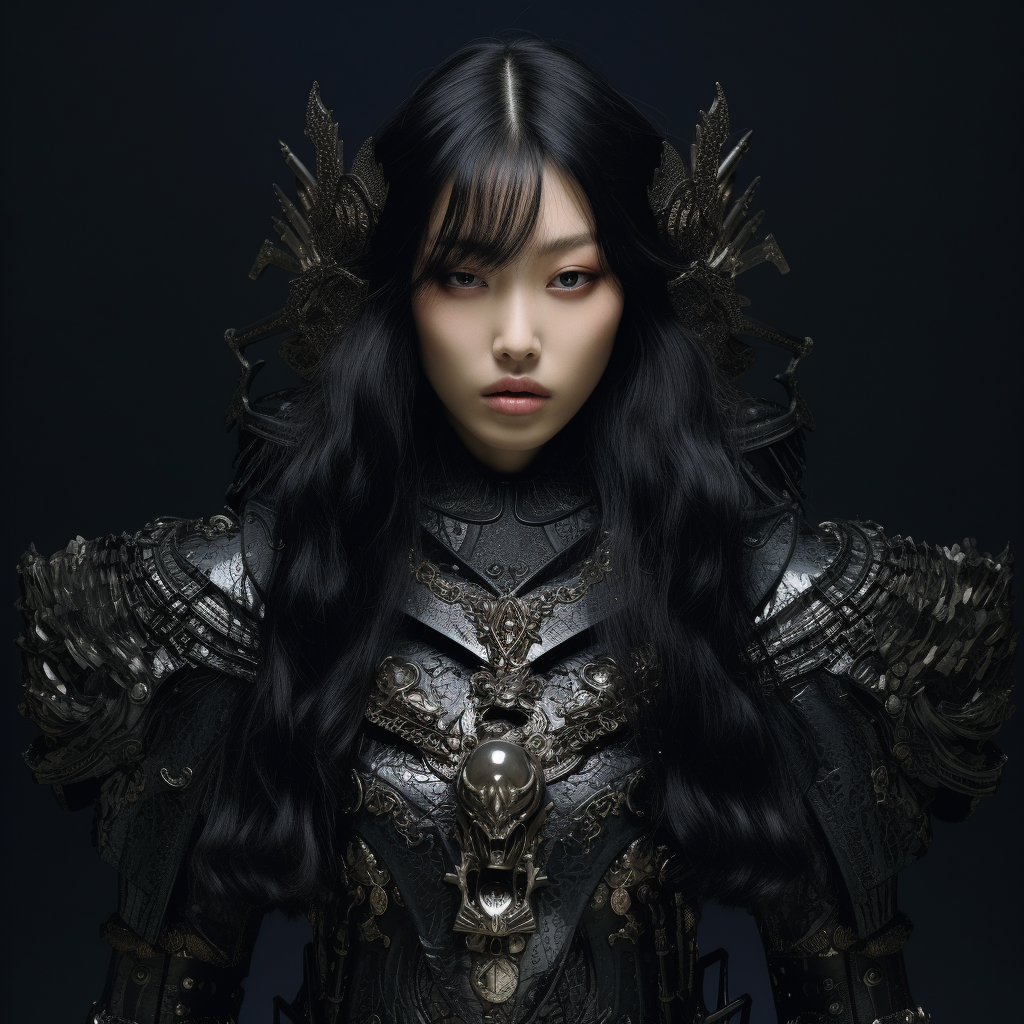 Intriguing Korean woman in fantasy armor