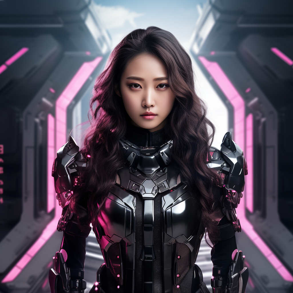 Korean woman in futuristic armor