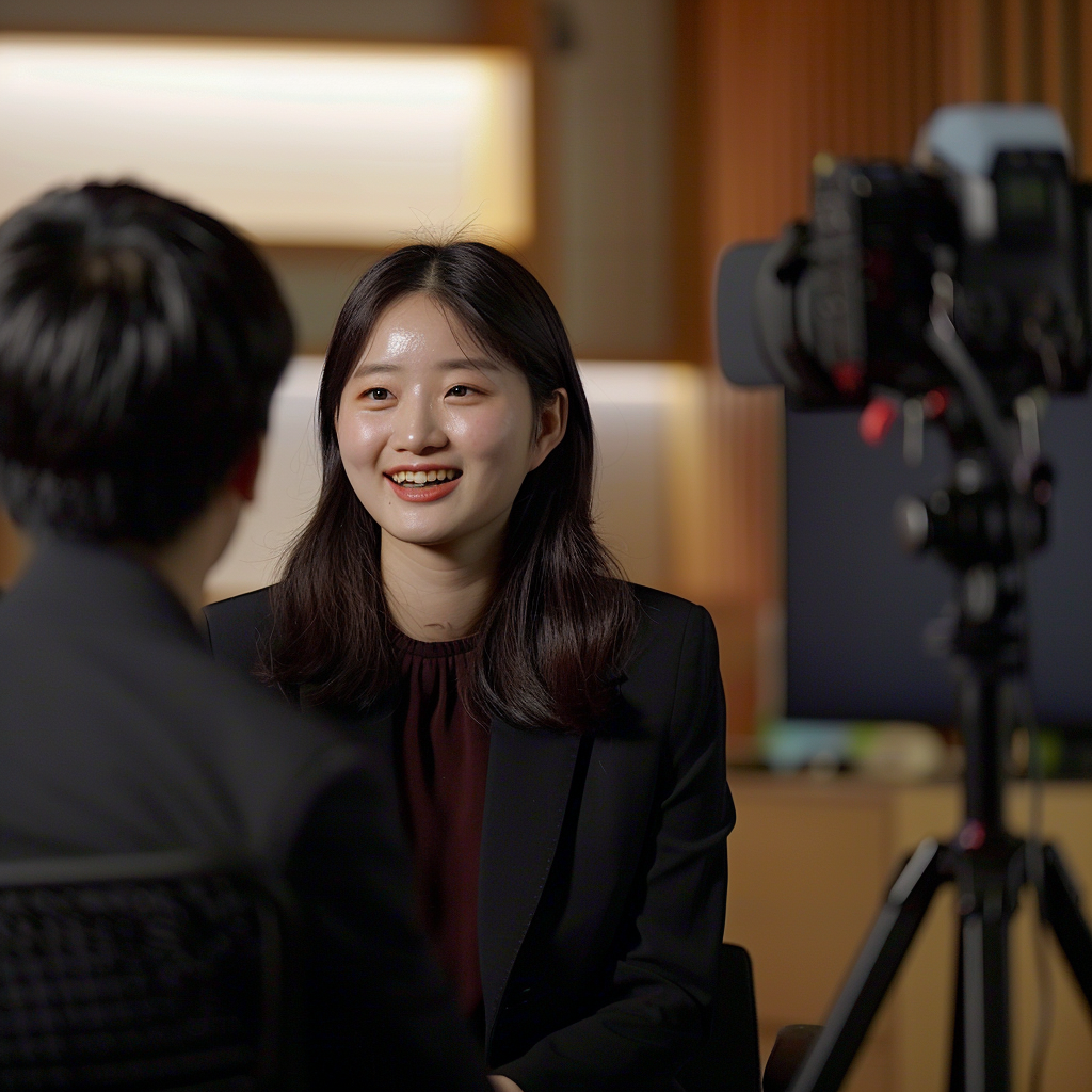 Korean woman smiling interview panel