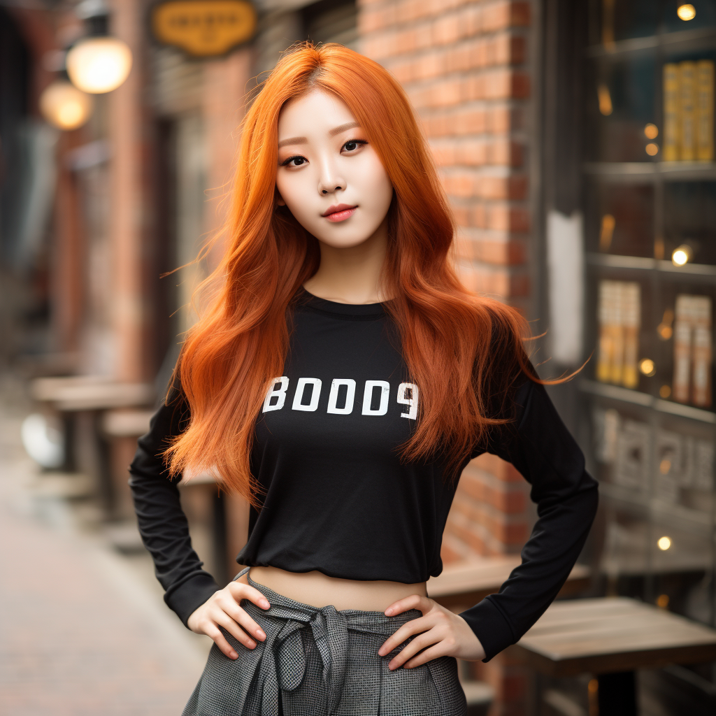 Young Korean woman with striking orange hair