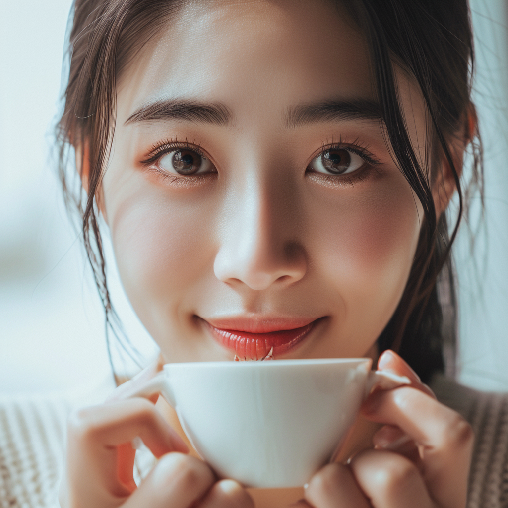 Korean woman with a shy smile