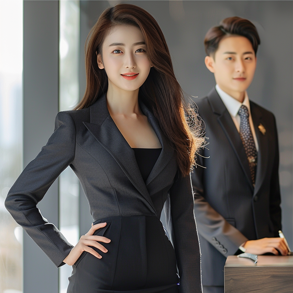 Korean Women in Suits Smiling