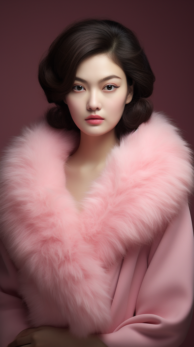 Korean female model in Prada cashmere dress