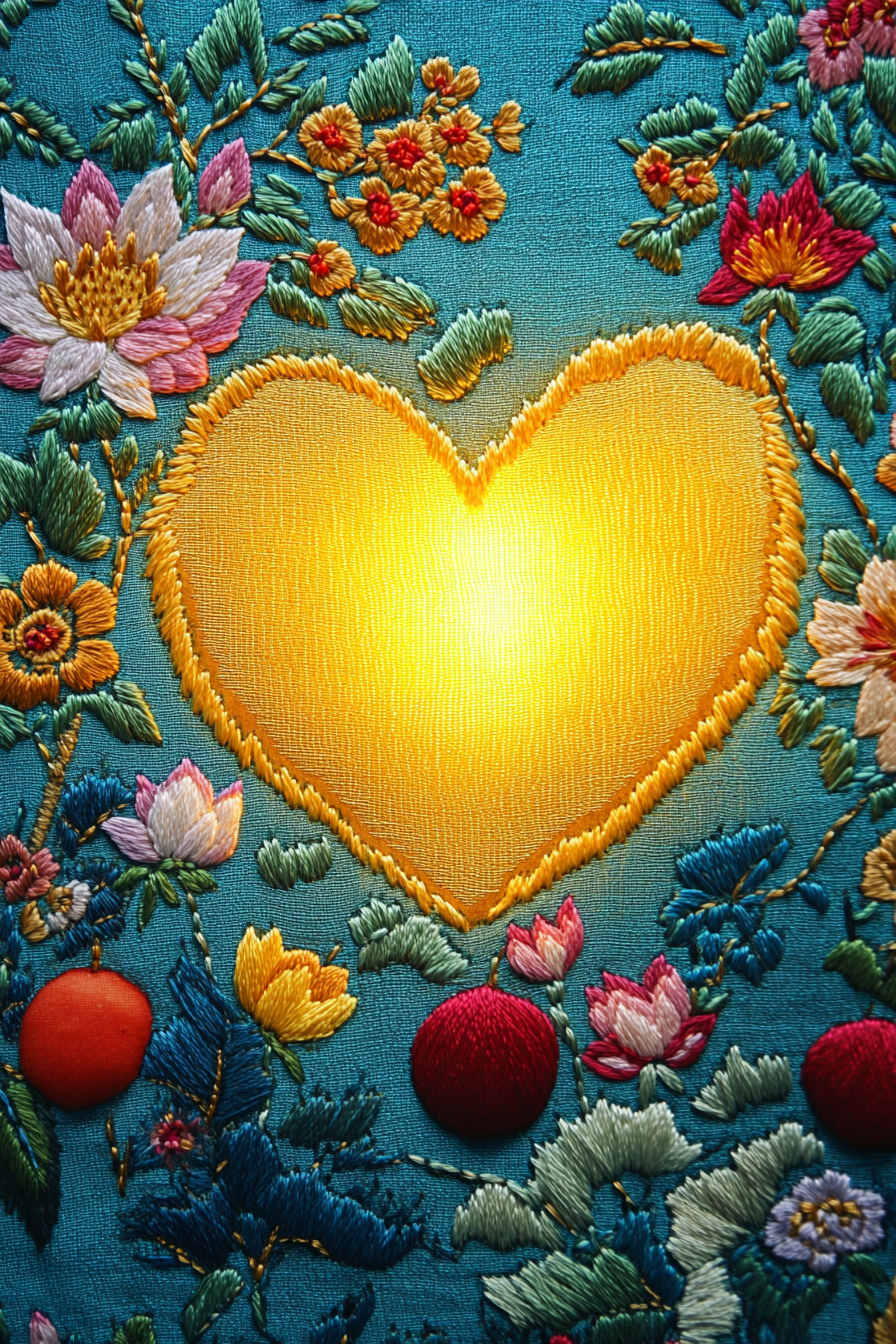 Traditional Korean Embroidery Craft Heart