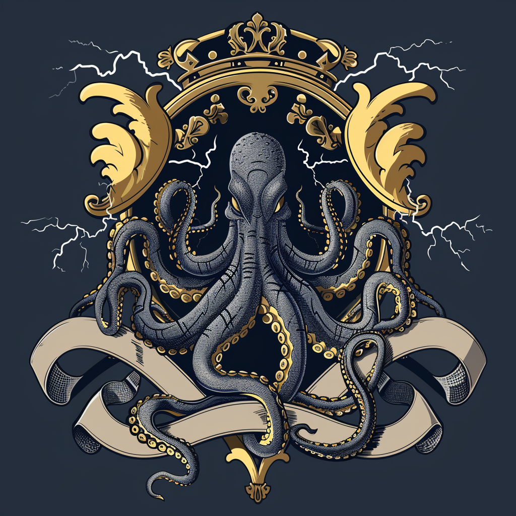 Kraken family crest in storm