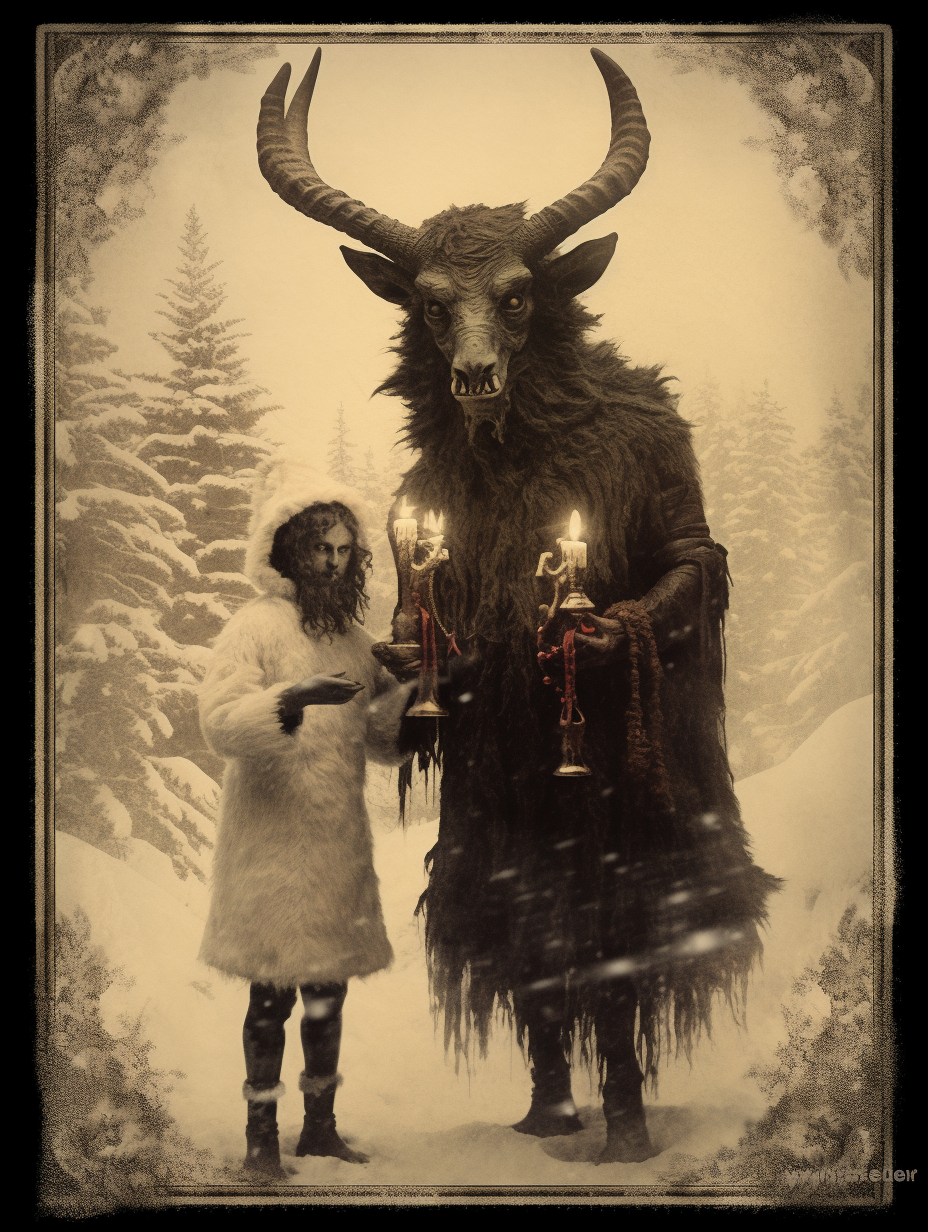 Krampus Christmas Card, 1920s parody art