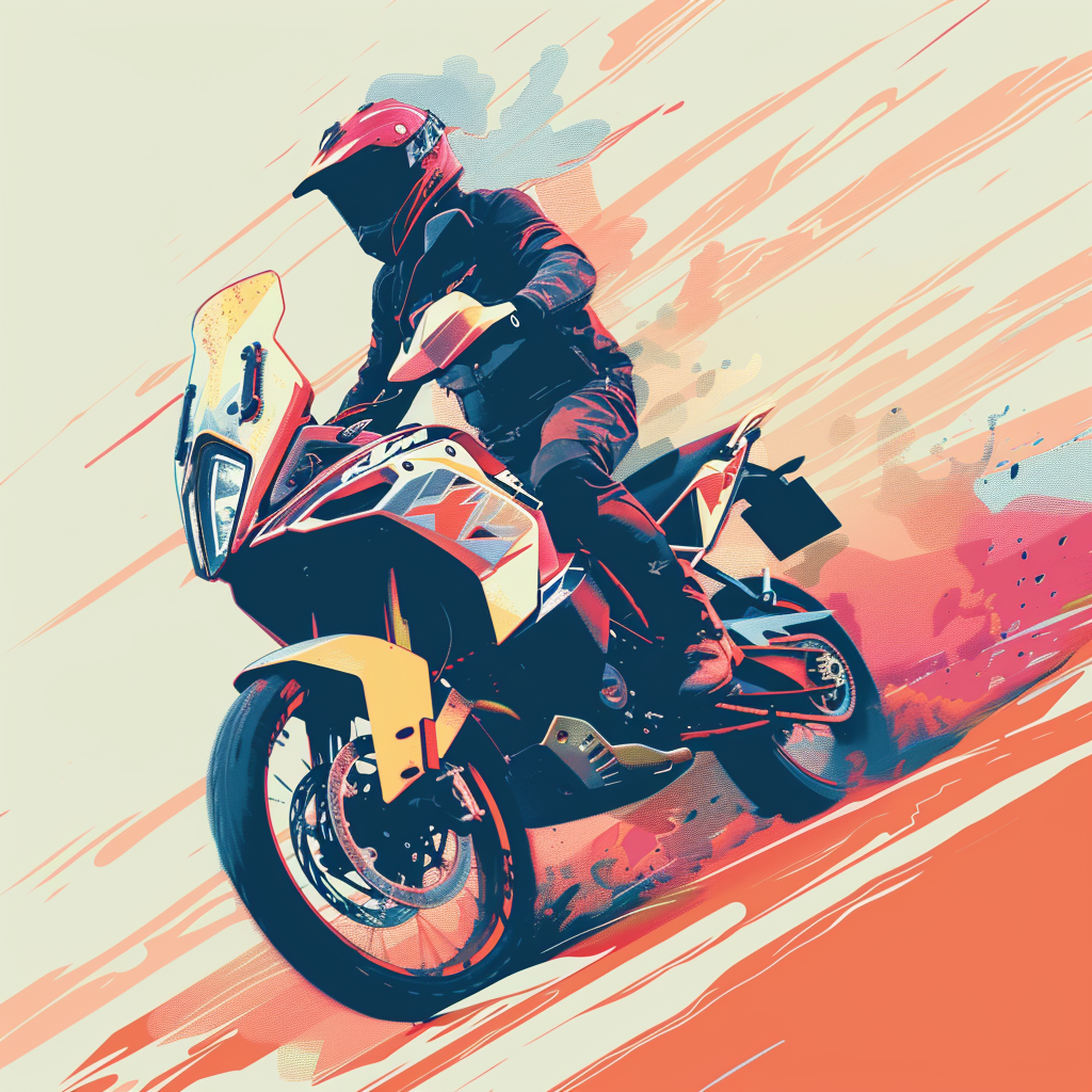 Adventure Motorcycle Rider Abstract Vibrant