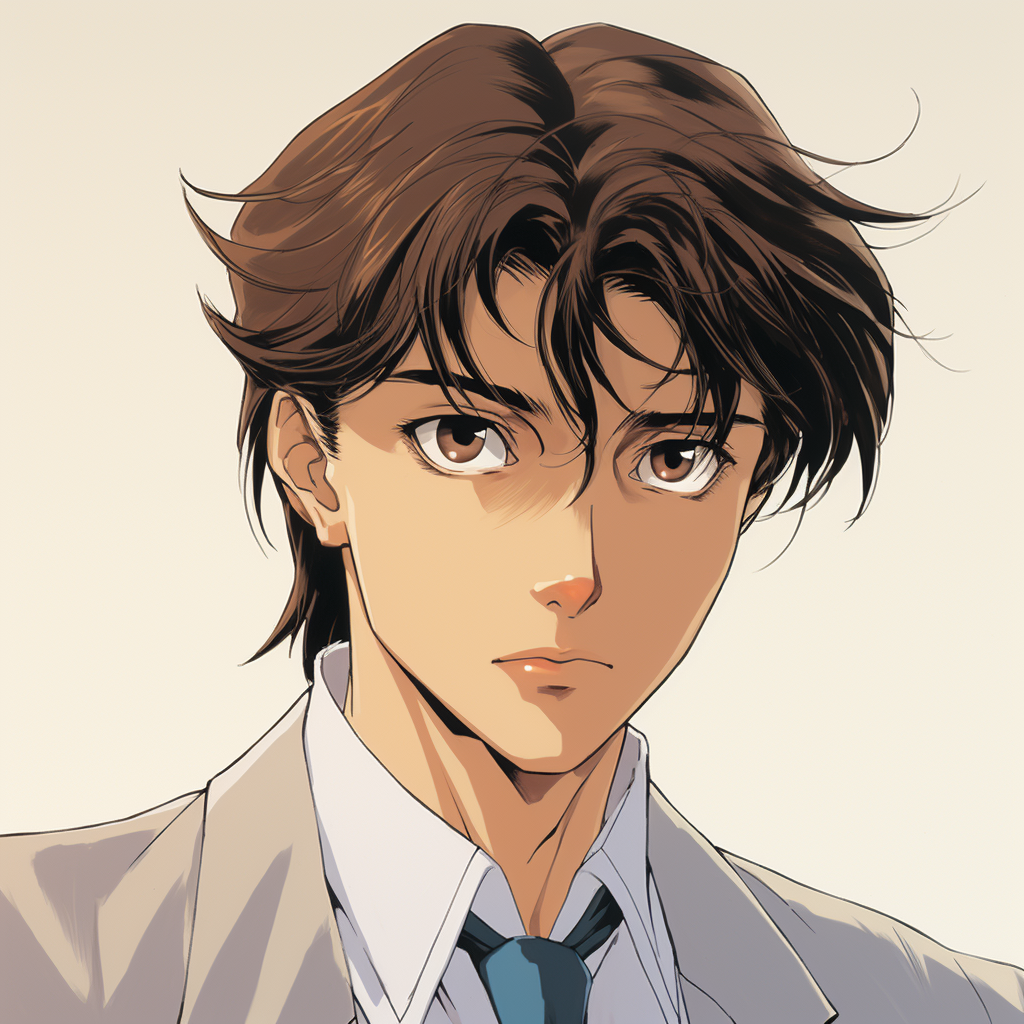 Kudo Shinichi wearing a vest in Conan comics