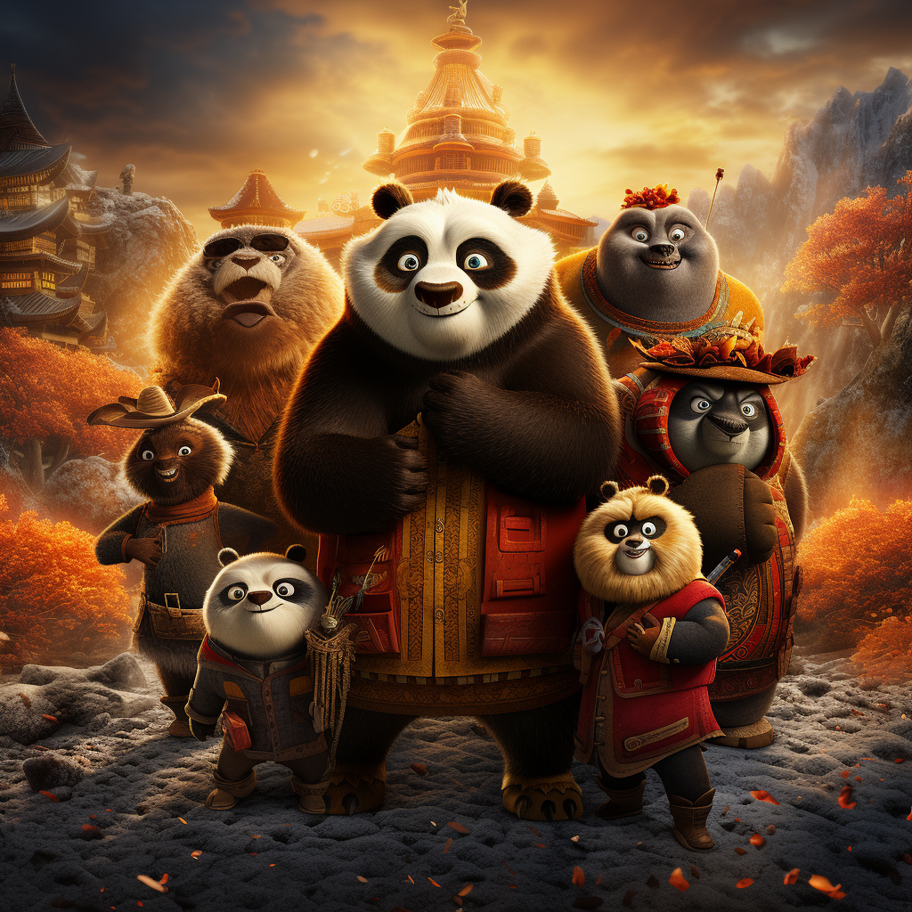 Colorful Kung Panda movie poster with characters