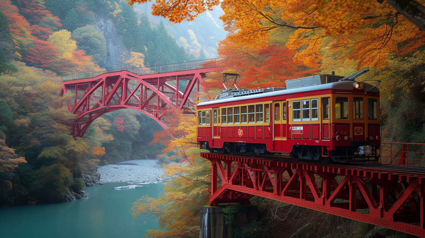 Autumn leaves in Kurobe Gorge