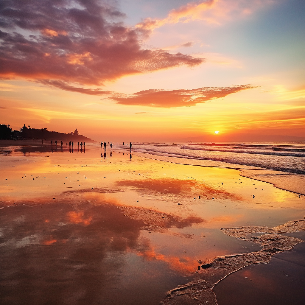 Tranquil sunset at Kuta Bali beach