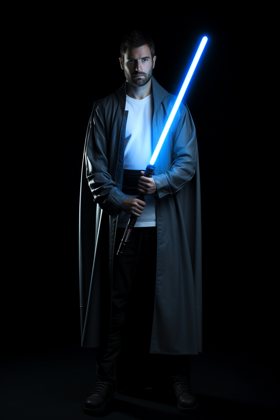 Kyle Katarn wielding a blue lightsaber