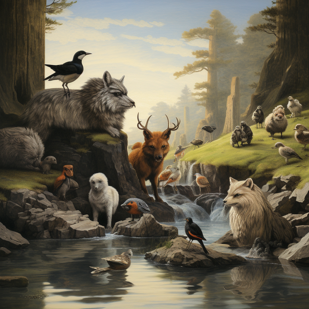 Illustration of La Fontaine’s fables animals